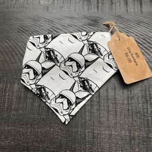 Dog Bandana Slide On Collar Elastic Band Star Wars Storm Troopers XSmall New